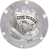 ESPECIALIDADES DE DRAG Cubierta Derby Live to Ride - 6 orificios - Cromada 33-0067CG 