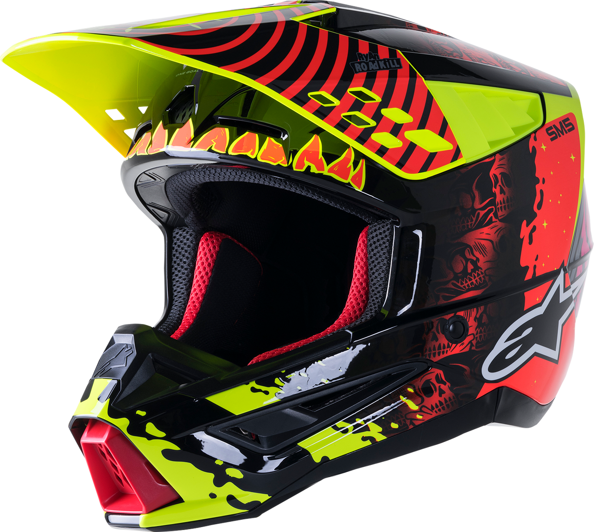Casco de motocicleta ALPINESTARS SM5 - Solar Flare - Negro brillante/Rojo/Amarillo - Grande 8305822-1355-LG