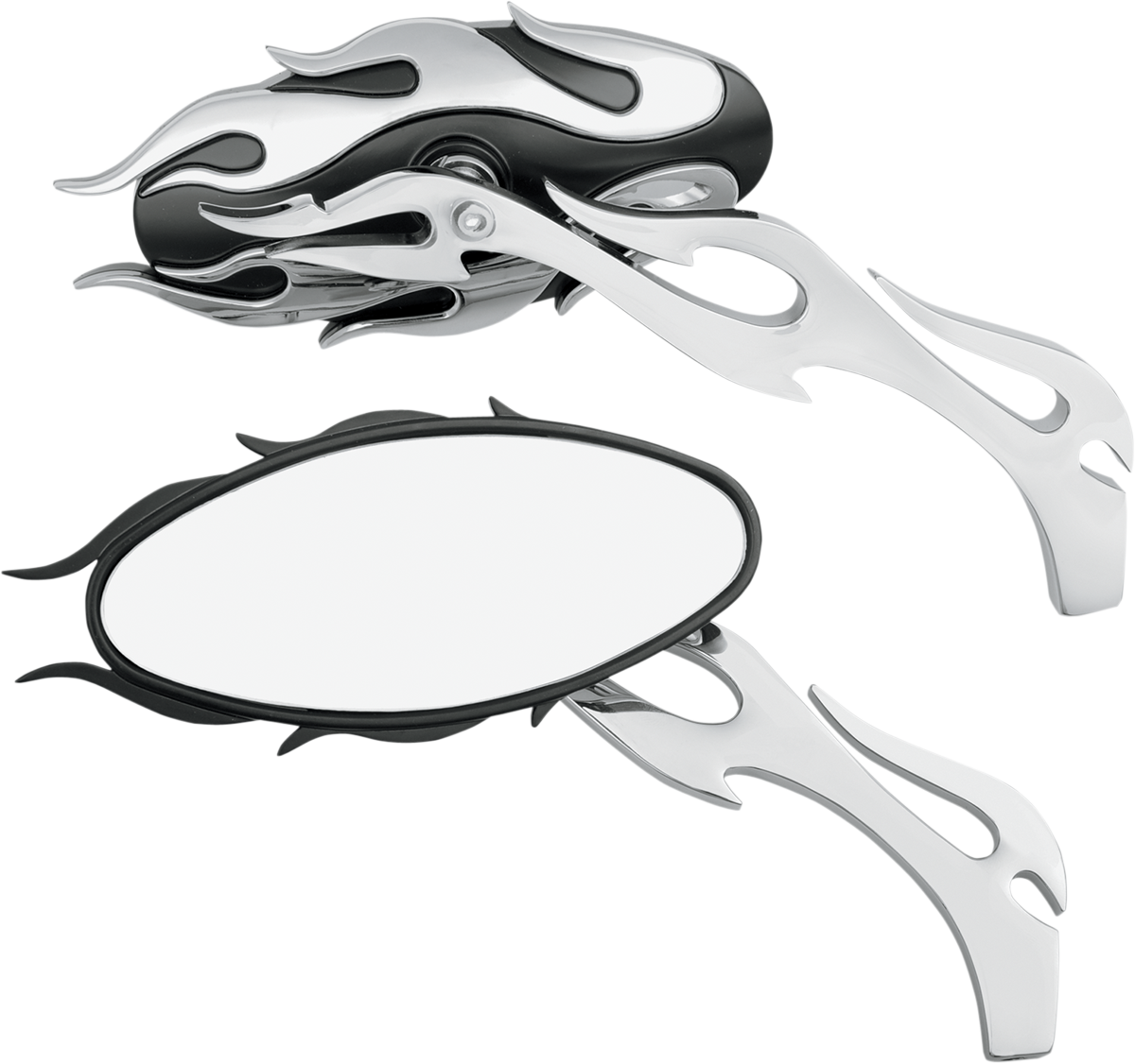 Espejo ovalado Flame de DRAG SPECIALTIES - Negro/Cromo 76826 