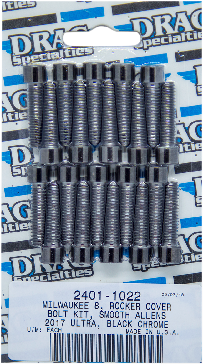 Kit de pernos lisos para balancines DRAG SPECIALTIES - Negro/Cromo - M8 MK777SBK