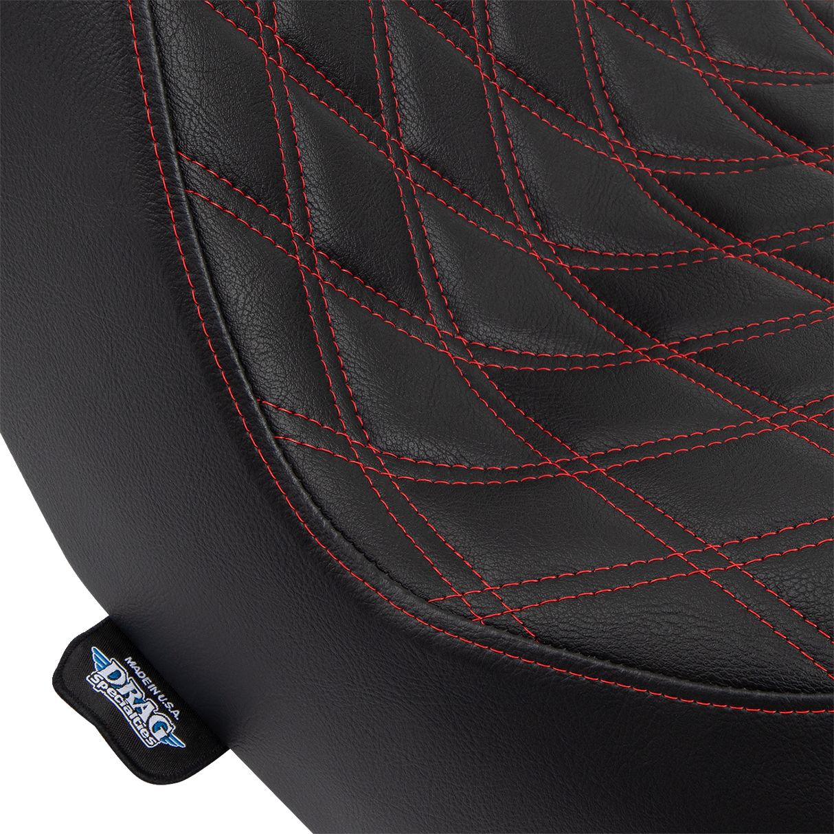 Asiento Predator III de DRAG SPECIALTIES - Doble diamante - Negro con costuras rojas - FL/FX '18-'22 0802-1492