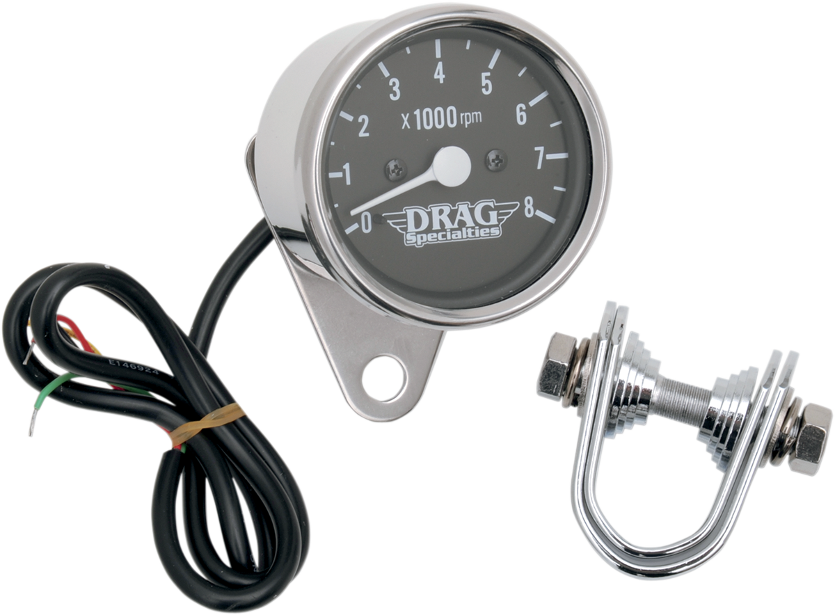 Mini tacómetro electrónico de 2,4" de DRAG SPECIALTIES - Carcasa de acero inoxidable - Retroiluminación LED negra 21-6930DSLEDB
