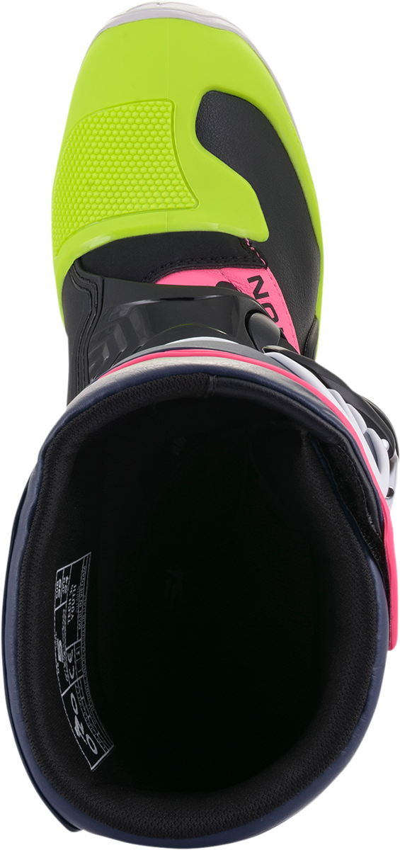 Botas ALPINESTARS Tech 3S - Negro/Azul/Rosa/Blanco/Amarillo - Talla 7 (EE. UU.) 2014018-1176-7