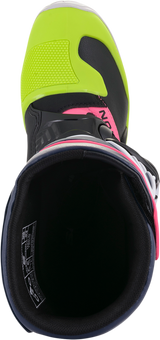 Botas ALPINESTARS Tech 3S - Negro/Azul/Rosa/Blanco/Amarillo - Talla 7 (EE. UU.) 2014018-1176-7