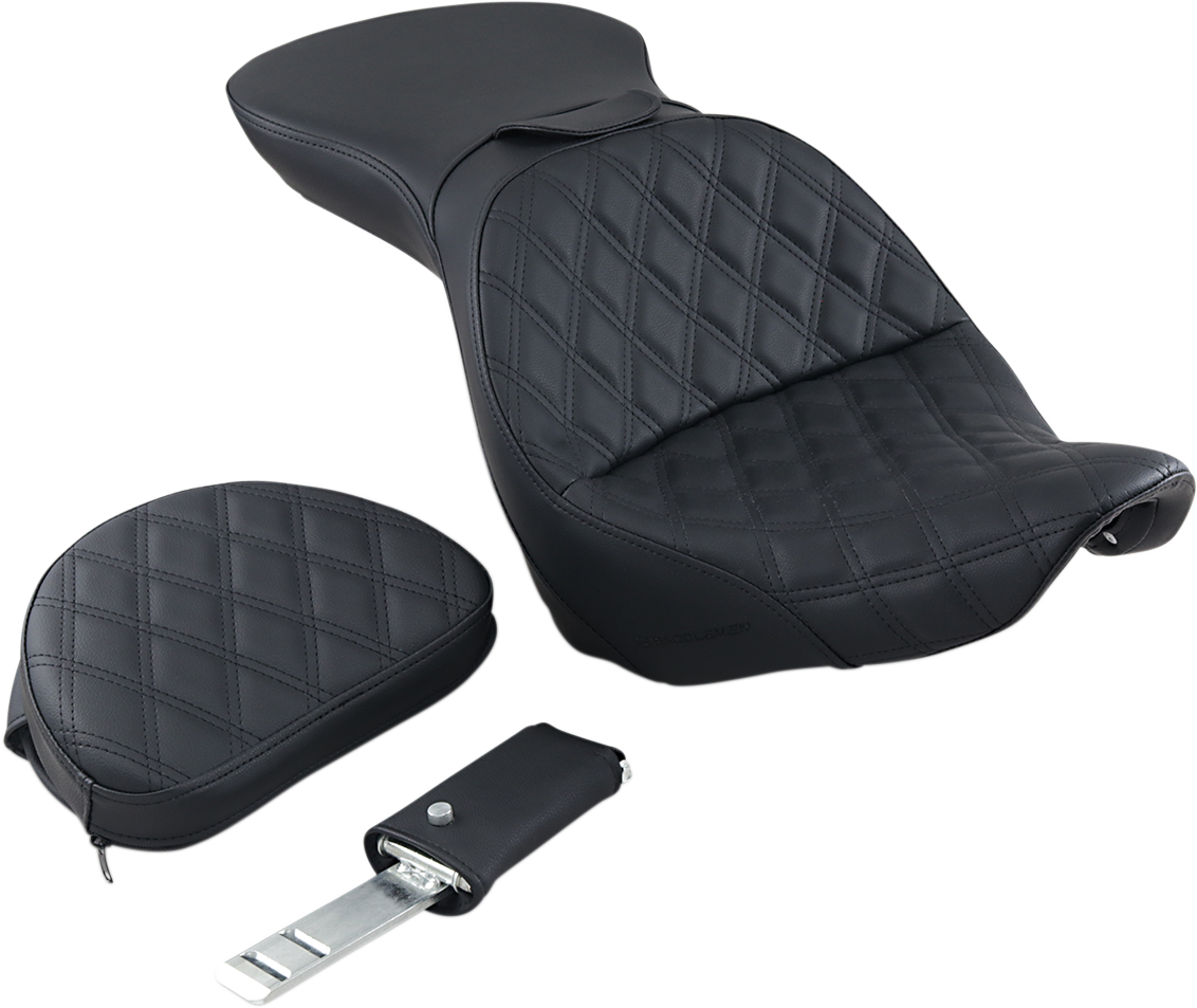 Asiento SADDLEMEN Explorer - Con respaldo - Costuras enrejadas - Negro - FXST 806-12-030LS