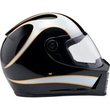 Casco BILTWELL Lane Splitter - Negro brillante/Llamas blancas - XS 1004-570-501 