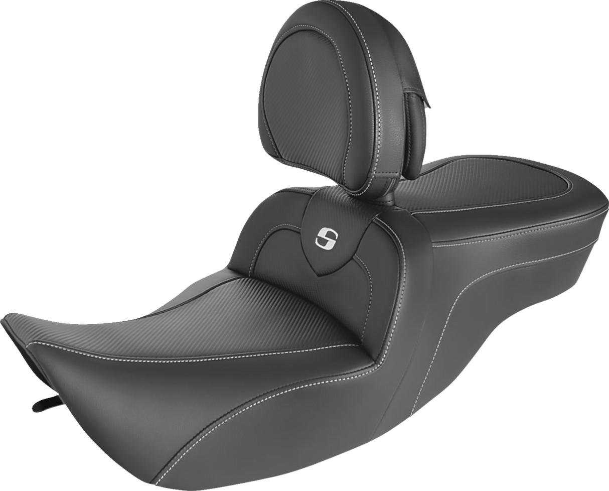 Asiento de sofá de carretera SADDLEMEN - Fibra de carbono - Con respaldo 897-06-185BR 