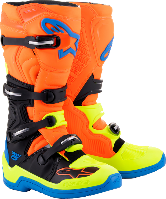 ALPINESTARS Tech 5 Boots - Orange Fluorescent/Blue/Yellow