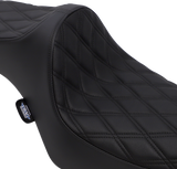 Asiento Predator III de DRAG SPECIALTIES - Doble diamante - Costuras negras SIN PARACHOQUES DE GOMA 0804-0732