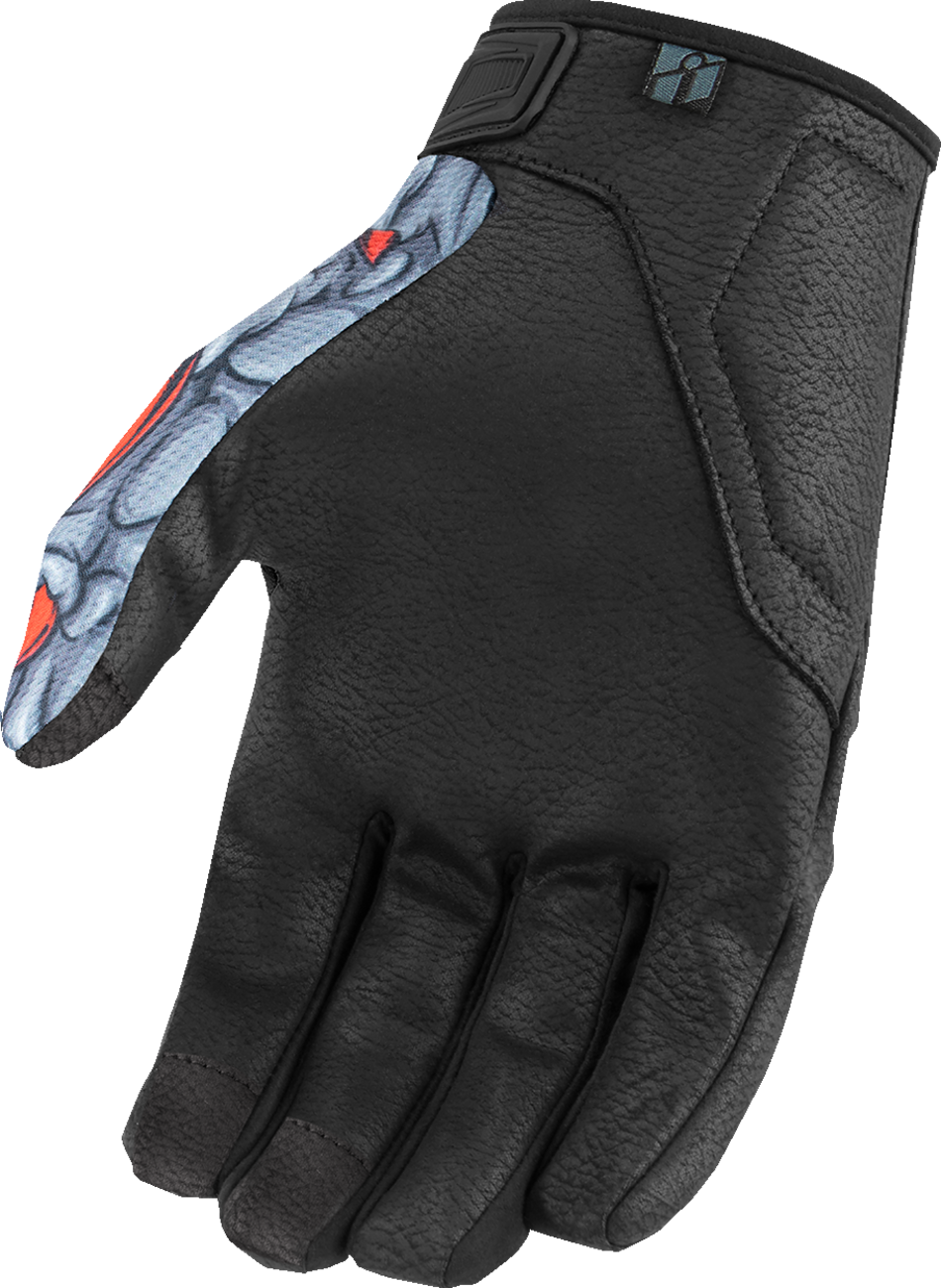Guantes ICON Hooligan™ Kryola Kreep - Rojo - 2XL 3301-4732