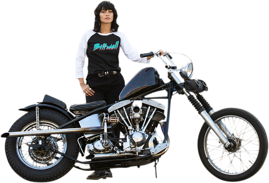 Camiseta raglán BILTWELL 1985 para mujer - Negro/Blanco - Talla pequeña 8144-060-002 