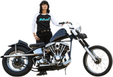 Camiseta raglán BILTWELL 1985 para mujer - Negro/Blanco - Talla pequeña 8144-060-002 