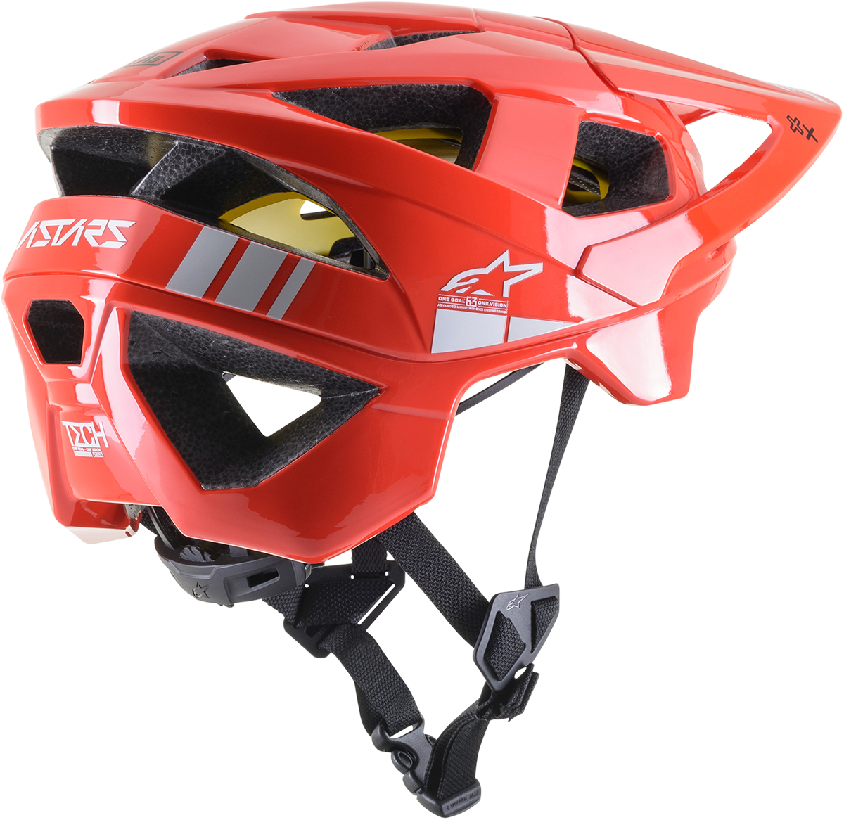 Casco de bicicleta ALPINESTARS Vector Tech - Rojo brillante/Gris claro brillante - MIPS® - Pequeño 8700721-3199-SM