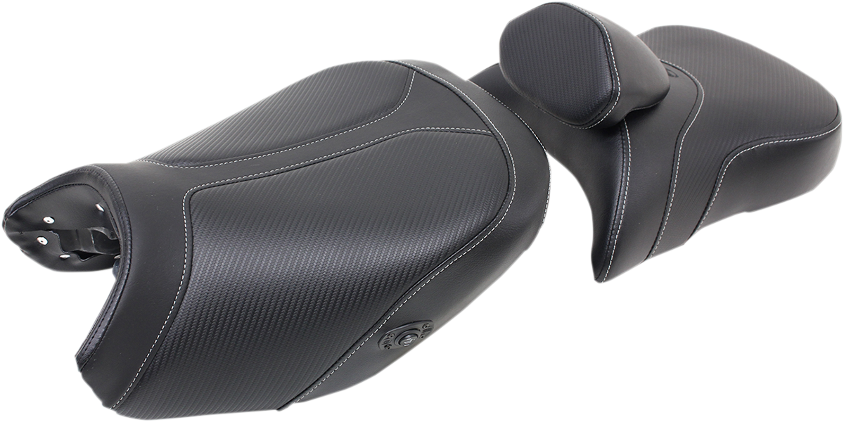 Asiento SADDLEMEN - Adventure Tour - Dos piezas - Estándar - Con respaldo lumbar - Cosido - Negro - Calefactable 0810-BM33RHCT 