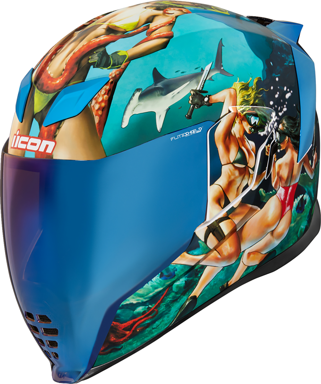 ICON Airflite™ Motorcycle Helmet - Pleasuredome4 - Blue - Small
