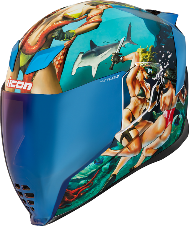 ICON Airflite™ Motorcycle Helmet - Pleasuredome4 - Blue - Large 0101-15003