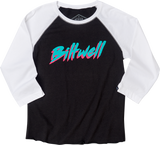 Camiseta raglán BILTWELL 1985 para mujer - Negro/Blanco - Talla grande 8144-060-004 