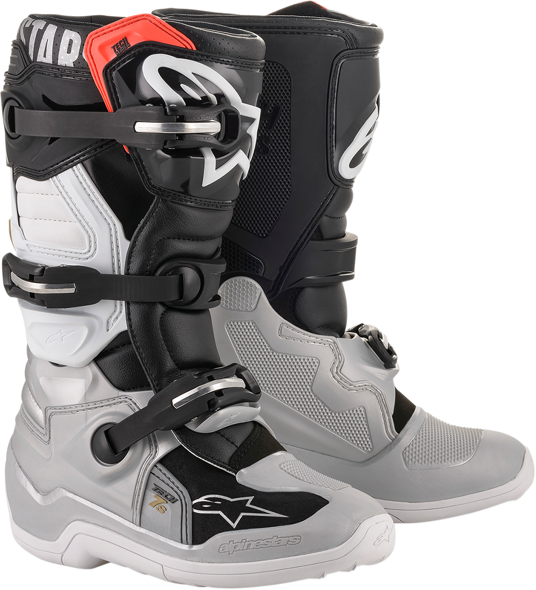 Bota ALPINESTARS Tech 7S - Negro/Plateado/Blanco/Dorado - Talla 7 de EE. UU. 2015017-1829-7
