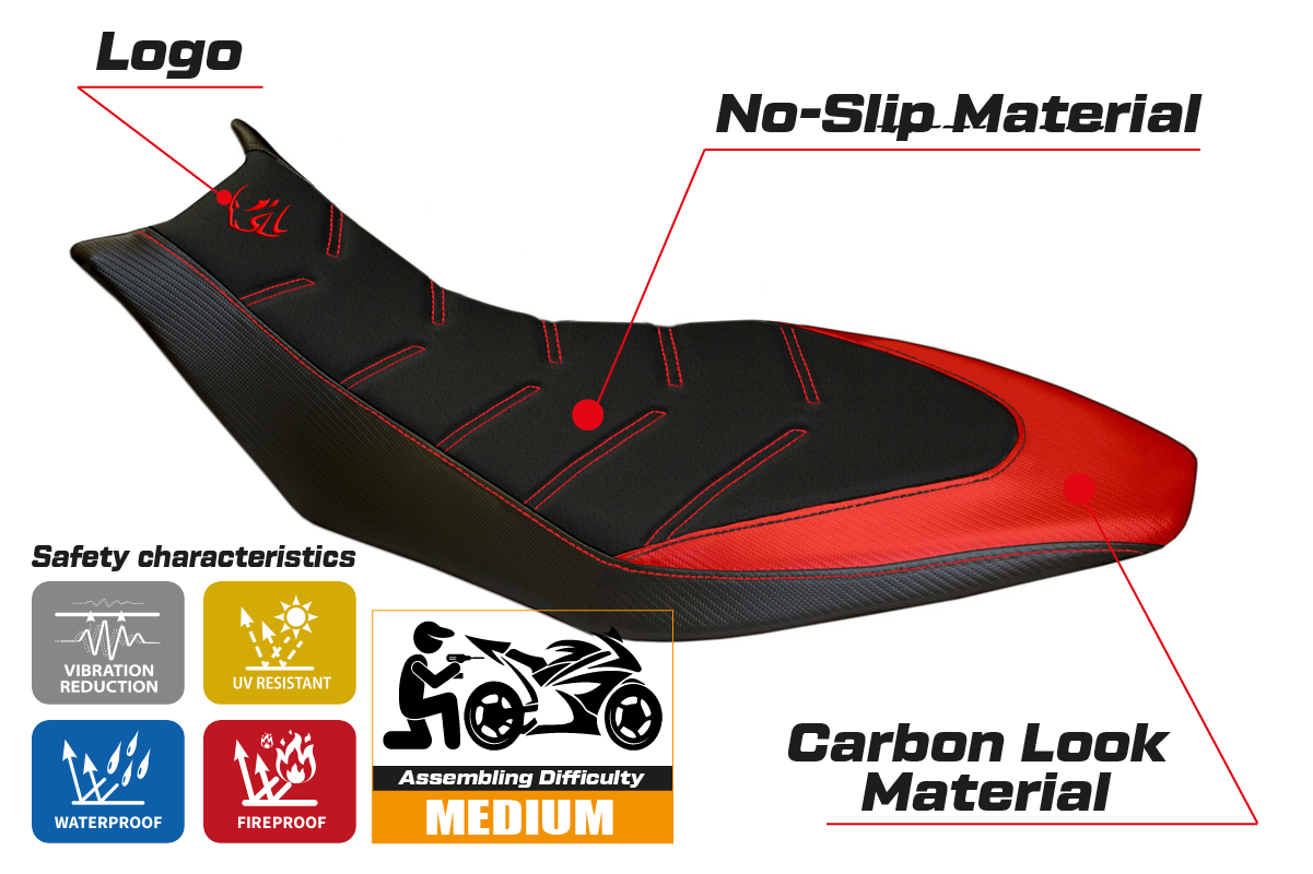 Funda Asiento Aprilia Dorsoduro 750 900 1200 2010-2020 Tappezzeria Italia TPZ Ultragrip en Rojo