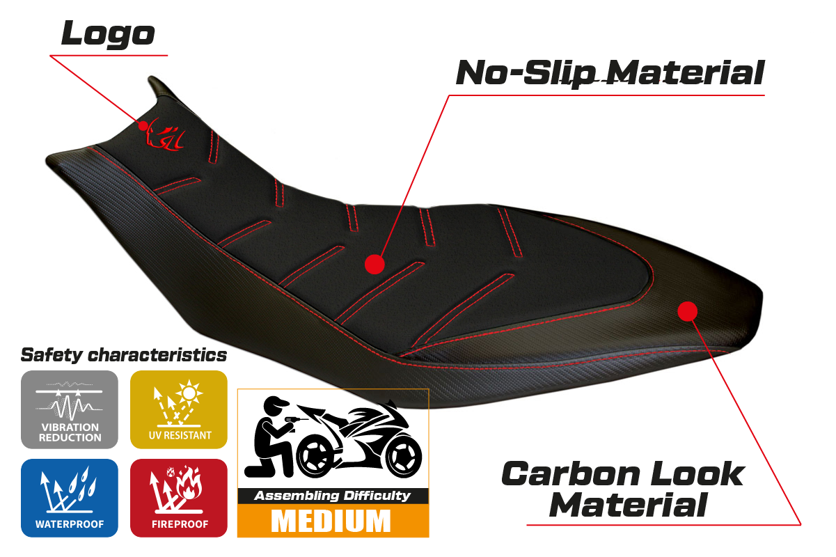 Funda Asiento Aprilia Dorsoduro 750 900 1200 2010-2020 Tappezzeria Italia TPZ Ultragrip en Negro