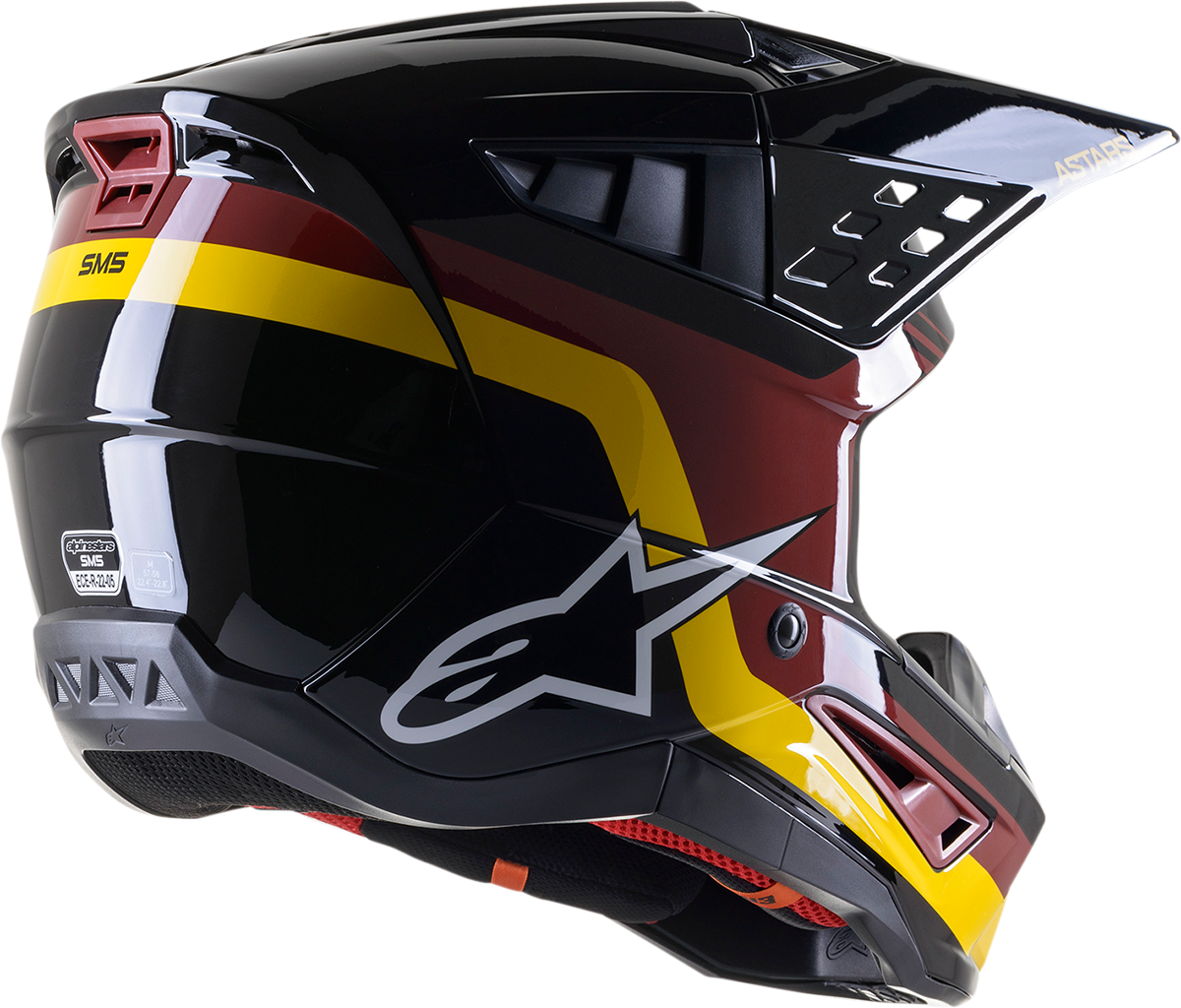 Casco de motocicleta ALPINESTARS SM5 - Venture - Negro/Burdeos/Amarillo/Brillante - Mediano 8305122-1358-MD