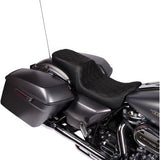 Asiento Predator para dos personas de DRAG SPECIALTIES - Vinilo - Doble diamante - con respaldo - FLH '08-'23 0801-1500 