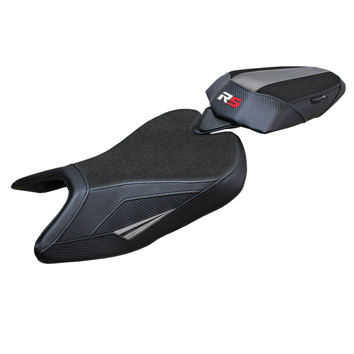 Funda de asiento Aprilia RS 457 2023-2025 Tappezzeria Italia TPZ Ultragrip en gris y negro