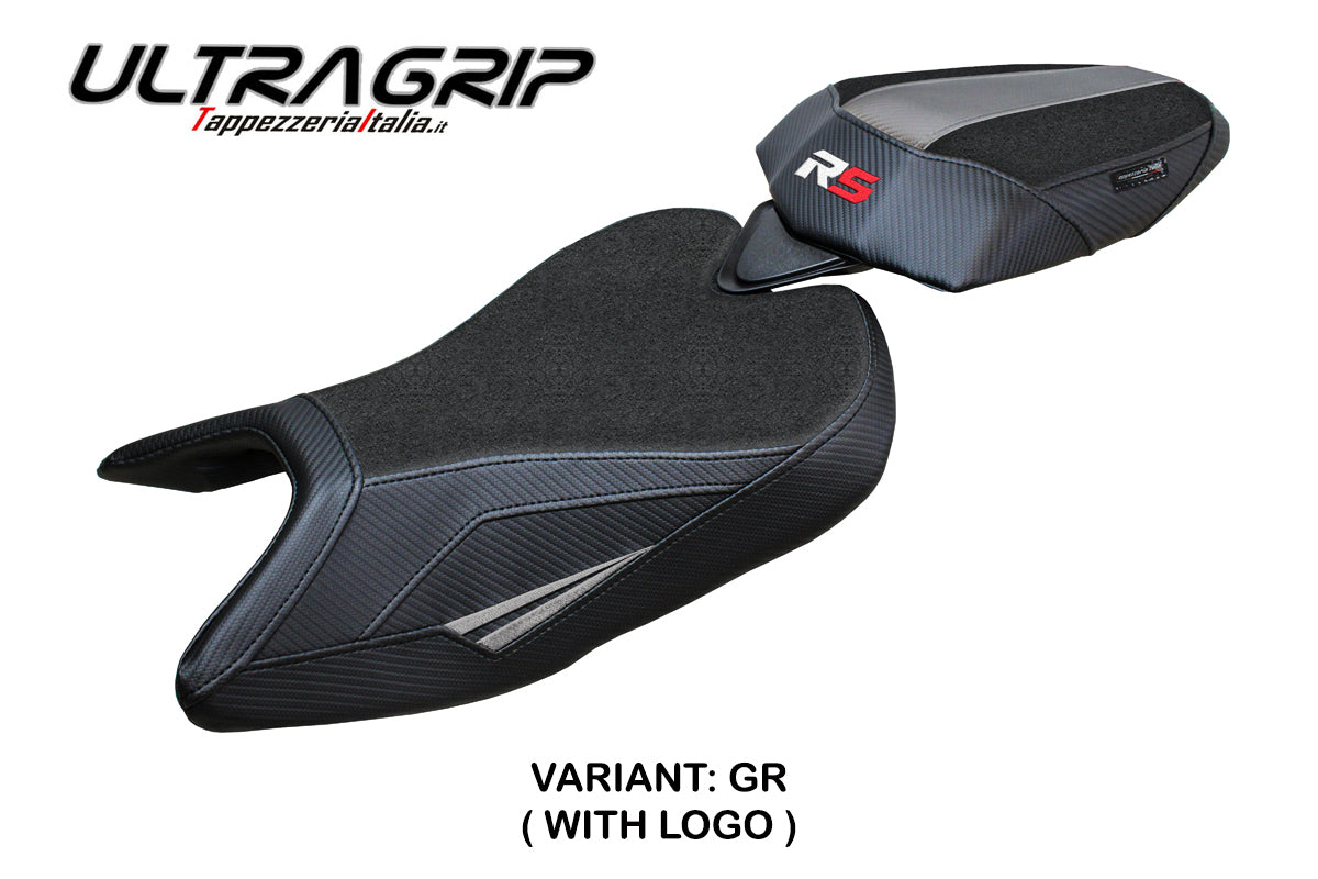 Funda de asiento Aprilia RS 457 2023-2025 Tappezzeria Italia TPZ Ultragrip en gris y negro