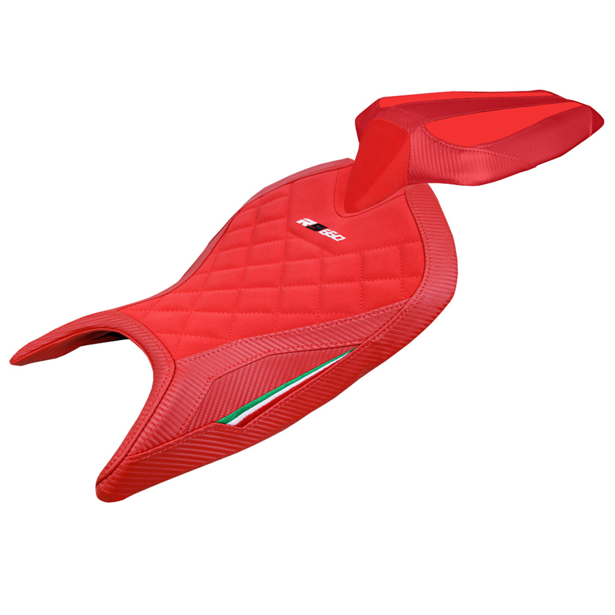 Funda de asiento Aprilia RS 660 2021-2025 Tappezzeria Italia TPZ Terciopelo con costura de diamante rojo