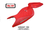 Funda de asiento Aprilia RS 660 2021-2025 Tappezzeria Italia TPZ Terciopelo con costura de diamante rojo