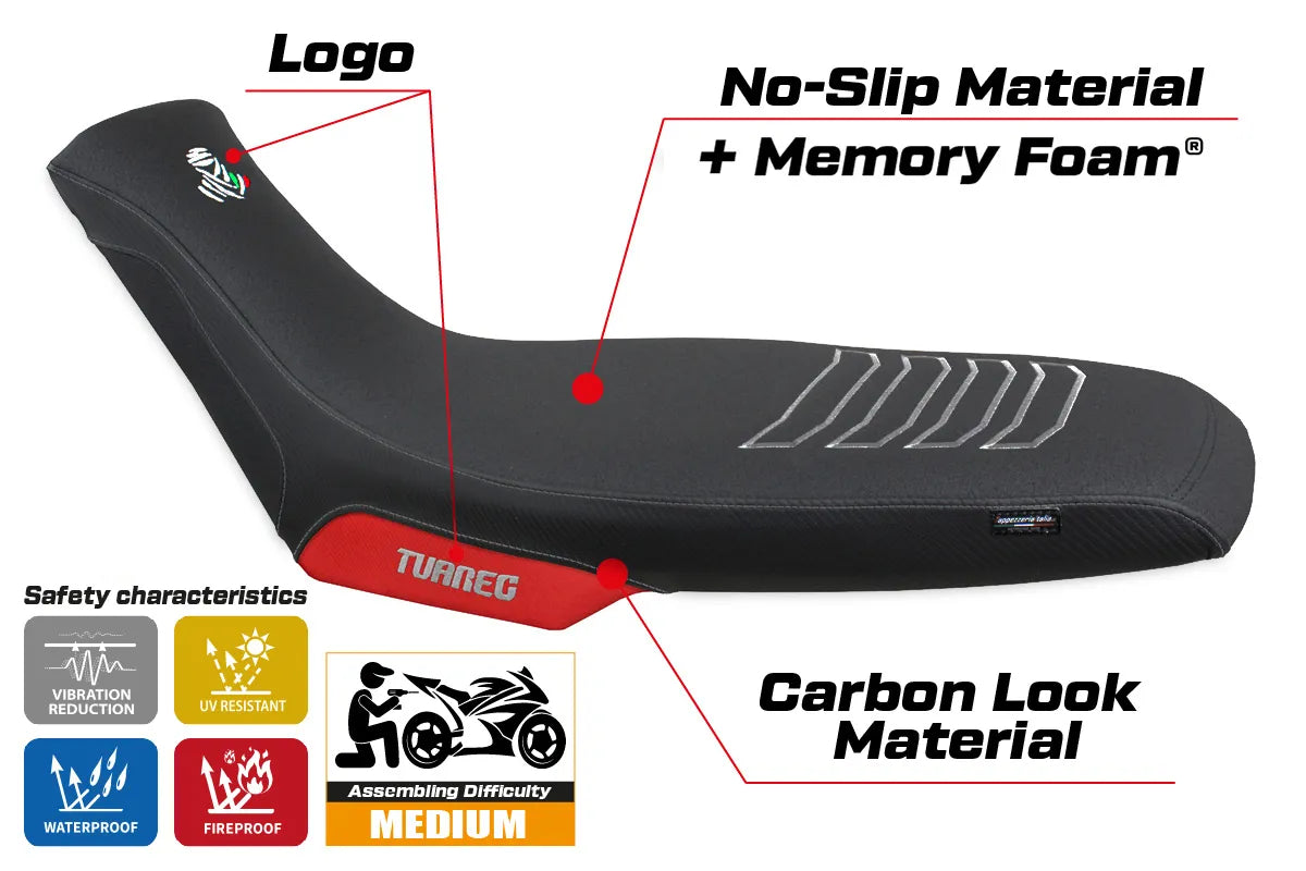 Aprilia Tuareg 660 2021-2026 Seat Cover TPZ Italia Comfort Red Silver