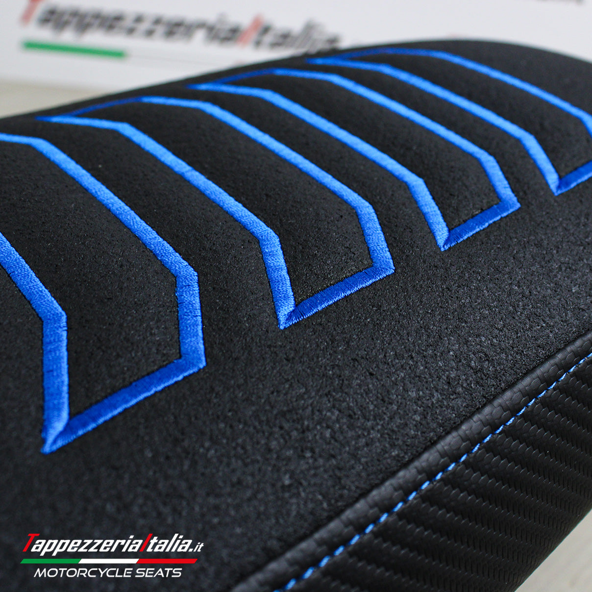 Funda de asiento Aprilia Tuareg 660 2021-2025 Tappezzeria Italia TPZ Comfort Ultragrip en azul y negro