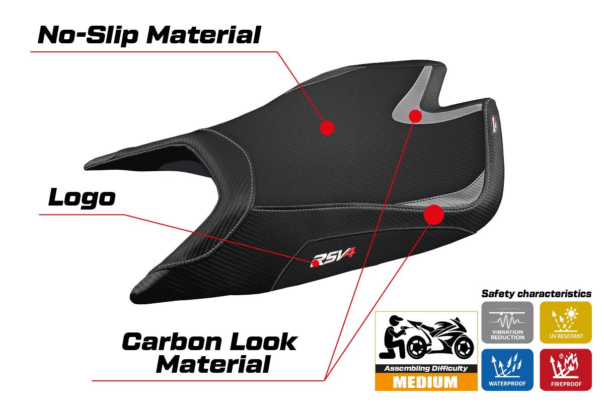 Aprilia RSV4 2021-2026 Seat Cover TPZ Italia Comfort Silver Black