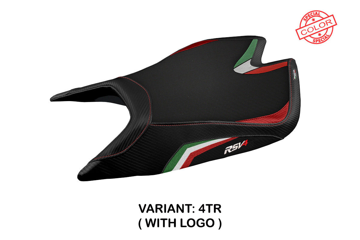 Funda de asiento Aprilia RSV4 2021-2025 Tappezzeria Italia TPZ Bandera de Italia en negro