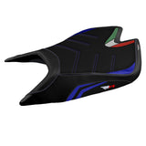 Funda de asiento Aprilia RSV4 2021-2025 Tappezzeria Italia TPZ Ultragrip en azul y negro