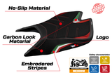 Funda de asiento Aprilia RSV4 2021-2025 Tappezzeria Italia TPZ Ultragrip con bandera de Italia en negro