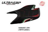 Funda de asiento Aprilia RSV4 2021-2025 Tappezzeria Italia TPZ Ultragrip con bandera de Italia en negro