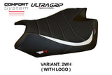Funda de asiento Aprilia RSV4 2009-2020 Tappezzeria Italia TPZ Comfort Ultragrip en blanco y negro
