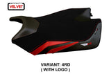 Funda de asiento Aprilia RSV4 2009-2020 Tappezzeria Italia TPZ en terciopelo rojo y negro