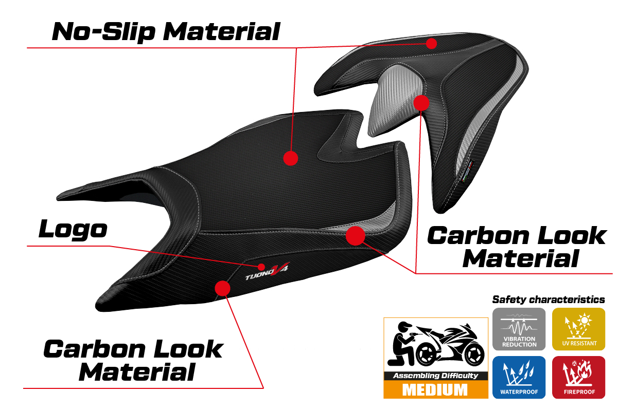 Aprilia Tuono V4 2021-2026 Seat Cover TPZ Italia Silver Black