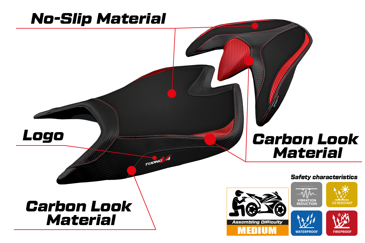 Aprilia Tuono V4 2021-2026 Seat Cover TPZ Italia Red Black