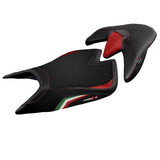 Funda de asiento Aprilia Tuono V4 2021-2025 Tappezzeria Italia TPZ Comfort Bandera de Italia en Negro