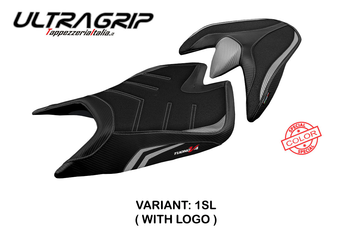 Aprilia Tuono V4 2021-2025 Seat Cover Tappezzeria Italia TPZ Ultragrip in Silver and Black