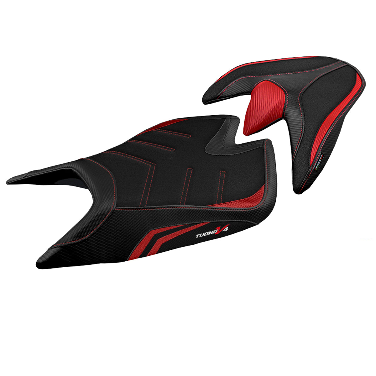 Funda de asiento Aprilia Tuono V4 2021-2025 Tappezzeria Italia TPZ Ultragrip en rojo y negro