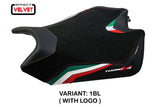 Funda de Asiento Aprilia Tuono V4 2011-2020 Tappezzeria Italia TPZ de Terciopelo Bandera de Italia Negro