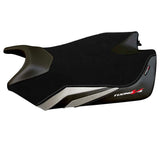 Funda de asiento Aprilia Tuono V4 2011-2020 Tappezzeria Italia TPZ en terciopelo blanco y negro