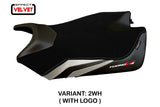 Funda de asiento Aprilia Tuono V4 2011-2020 Tappezzeria Italia TPZ en terciopelo blanco y negro