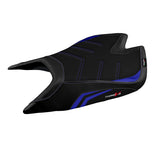 Funda de asiento Aprilia Tuono V4 Factory 2021-2025 Tappezzeria Italia TPZ Ultragrip en azul y negro