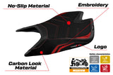 Funda de asiento Aprilia Tuono V4 Factory 2021-2025 Tappezzeria Italia TPZ Ultragrip en rojo y negro