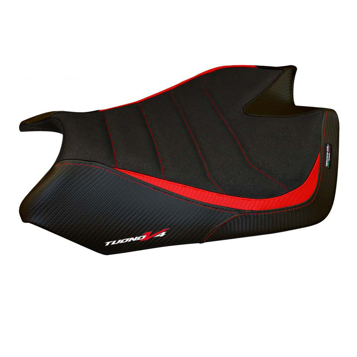 Funda de asiento Aprilia Tuono V4 2011-2020 Tappezzeria Italia TPZ Ultragrip en rojo y negro